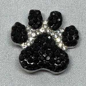 Fancy Black Paw Print - Snap Button Charm